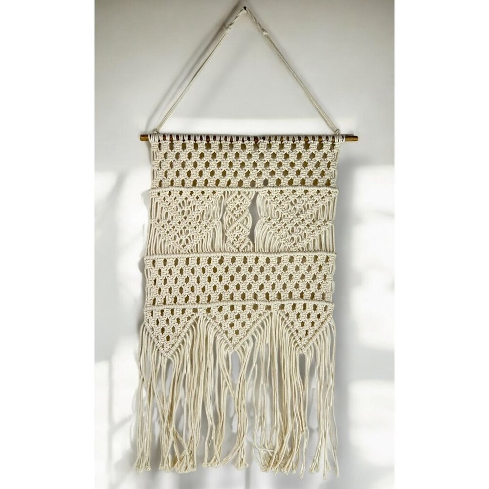 Handmade Macrame Wall Art Tribal Woven Fringe Wall Hanging Macrame Art Boho Chic